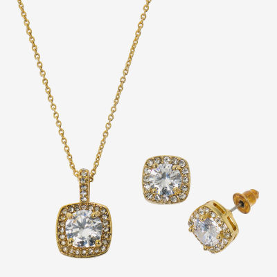 Sparkle Allure Light Up Box 2-pc. Cubic Zirconia Pure Silver Over Brass Square Jewelry Set