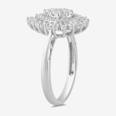 Diamond Blossom Womens 1 CT. T.W. Lab Grown White 10K Gold Halo Cocktail Ring