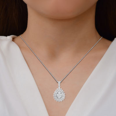 Diamond Blossom Womens 1 CT. T.W. Lab Grown White Diamond 10K Gold Pendant Necklace