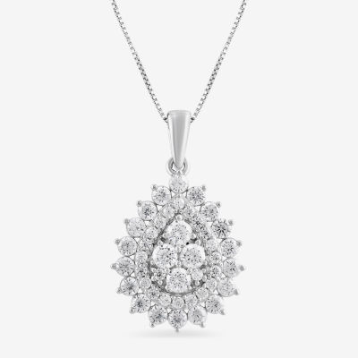 Diamond Blossom Womens 1 CT. T.W. Lab Grown White Diamond 10K Gold Pendant Necklace