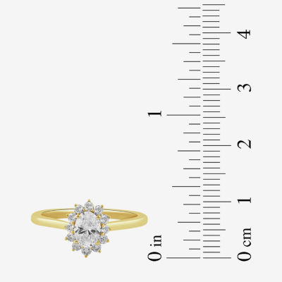 (H-I / Si2) Womens 3/4 CT. T.W. Lab Grown White Diamond 10K Gold Flower Oval Engagement Ring