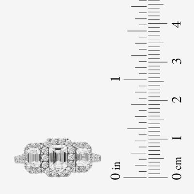 (H-I / Si2) Womens 2 CT. T.W. Lab Grown White Diamond 14K Gold Side Stone Engagement Ring