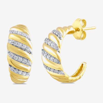 (H-I / I1-I2) Croissant C-Hoop 1/4 CT. T.W. Lab Grown White Diamond 14K Gold Over Silver Sterling Silver 15.9mm Hoop Earrings