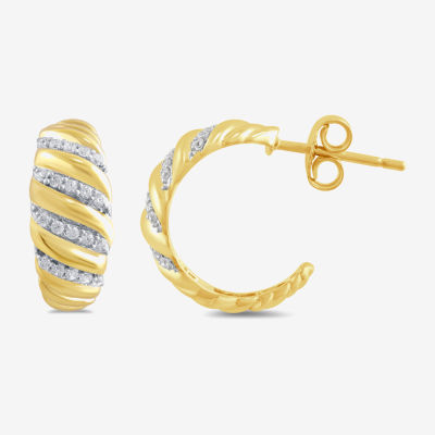 (H-I / I1-I2) Croissant C-Hoop 1/4 CT. T.W. Lab Grown White Diamond 14K Gold Over Silver Sterling Silver 15.9mm Hoop Earrings