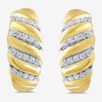 (H-I / I1-I2) Croissant C-Hoop 1/4 CT. T.W. Lab Grown White Diamond 14K Gold Over Silver Sterling Silver 15.9mm Hoop Earrings