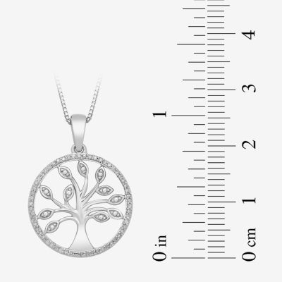 Tree Of Life Womens 1/10 CT. T.W. Mined White Diamond Sterling Silver Pendant Necklace