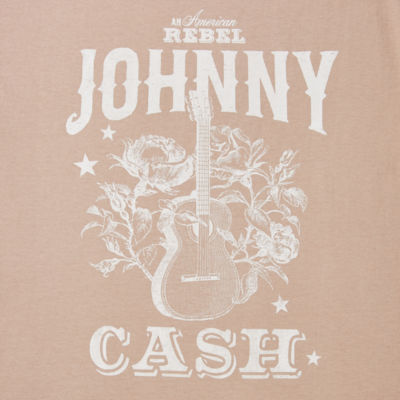 New World Juniors Johnny Cash American Rebel Oversized Womens Short Sleeve Graphic T-Shirt