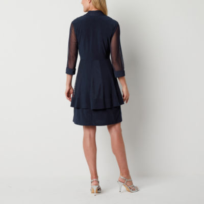 R & M Richards 3/4 Sleeve Jacket Dress with Removable Necklace