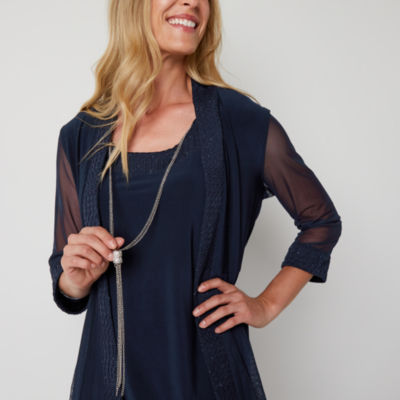 R & M Richards 3/4 Sleeve Jacket Dress with Removable Necklace