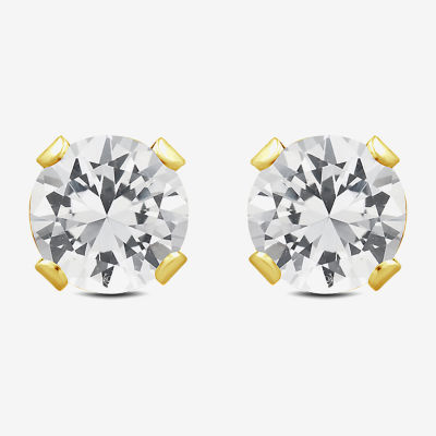 Gemstone 10K Gold 6mm Round Stud Earrings