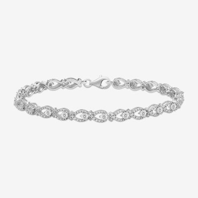 Womens 1/10 CT. T.W. Natural Diamond Sterling Silver 7.25 Inch Tennis Bracelet