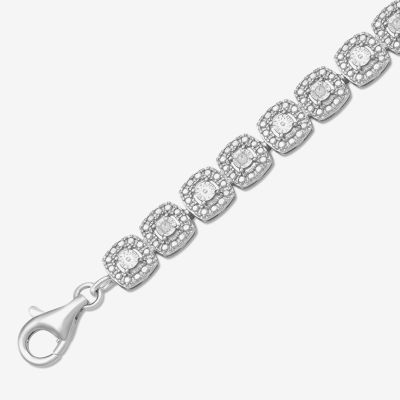 1/10 CT. T.W. Mined Diamond Sterling Silver Cushion 7.25 Inch Tennis Bracelet