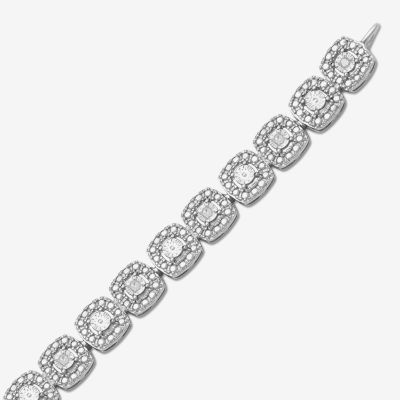 1/10 CT. T.W. Mined Diamond Sterling Silver Cushion 7.25 Inch Tennis Bracelet