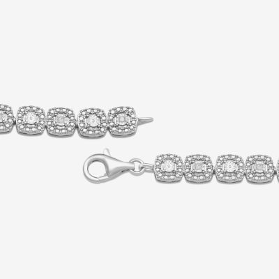 1/10 CT. T.W. Natural Diamond Sterling Silver Cushion 7.25 Inch Tennis Bracelet