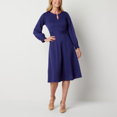 Liz Claiborne Long Sleeve Sweater Dress, Color: Viking Blue - JCPenney