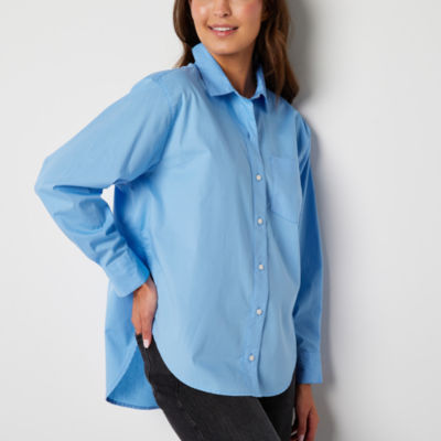 a.n.a Womens Long Sleeve Adaptive Oversized Easy-on + Easy-off Button-Down Shirt