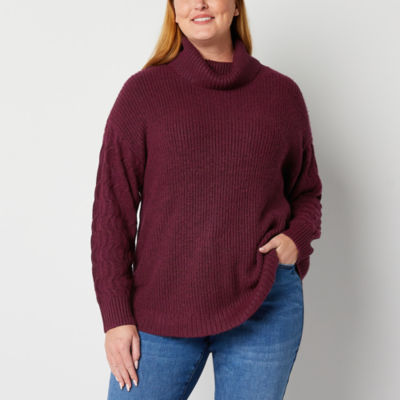 St. John's Bay Plus Womens Turtleneck Long Sleeve Pullover Sweater