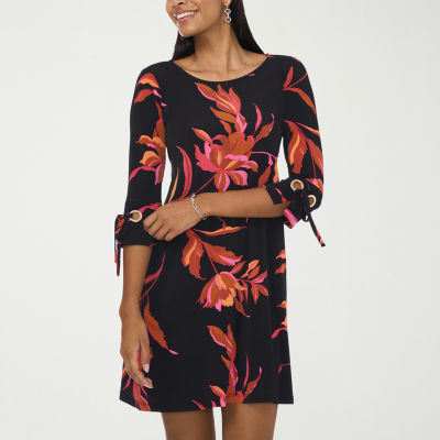 MSK Womens 3/4 Sleeve Floral Shift Dress