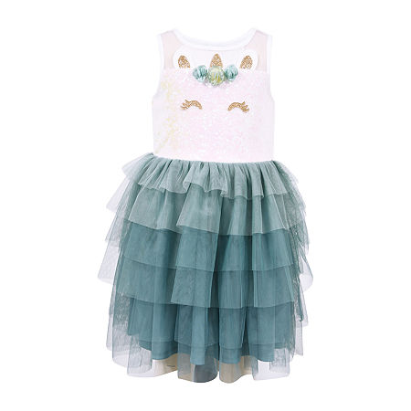 Lilt Little & Big Girls Sleeveless Tutu Dress, 6, Green