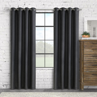 Abstract Light-Filtering Grommet Top Single Curtain Panel