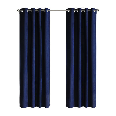 Chenille Energy Saving 100% Blackout Grommet Top Single Curtain Panel