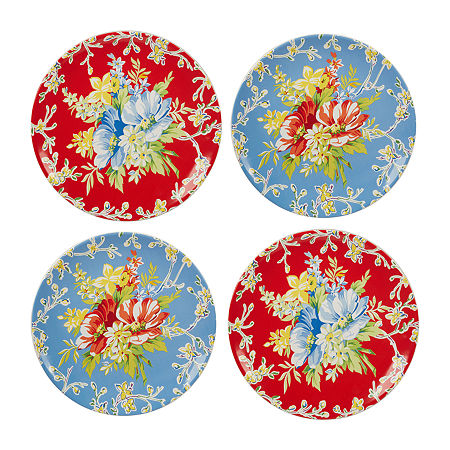 Certified International Blossom 4-pc. Earthenware Dinner Plate, One Size, Red