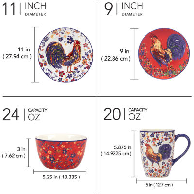 Certified International Morning Rooster 16-pc. Earthenware Dinnerware Set