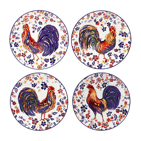 Certified International Morning Rooster 4-pc. Earthenware Dinner Plate, One Size, White