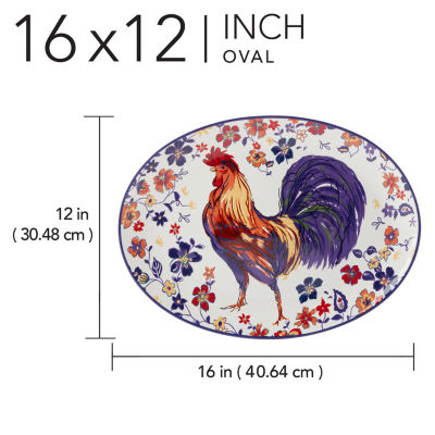 Certified International Morning Rooster Serving Platter