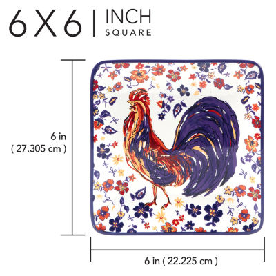 Certified International Morning Rooster 4-pc. Earthenware Appetizer Plate