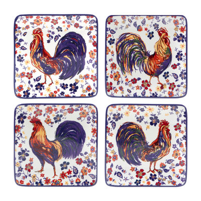 Certified International Morning Rooster 4-pc. Earthenware Appetizer Plate