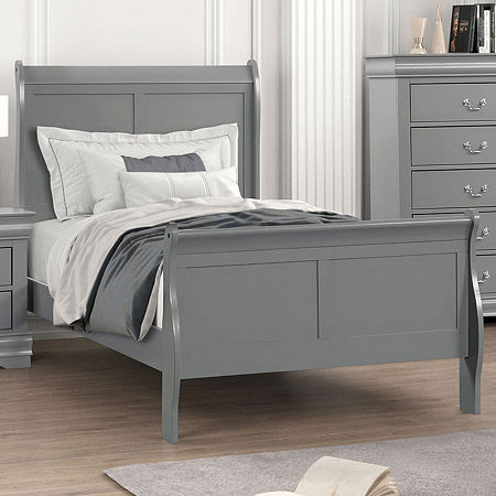 Burkhart Wood Sleigh Bed, One Size, Gray