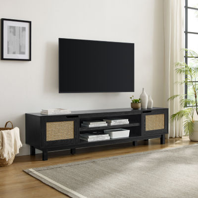 70" 2 Door Rattan TV Stand