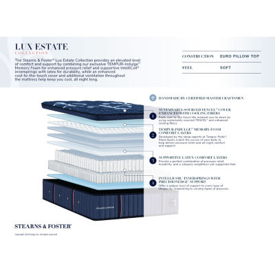 Stearns & Foster® Lux Estate Soft Euro Pillow Top - Mattress + Box Spring