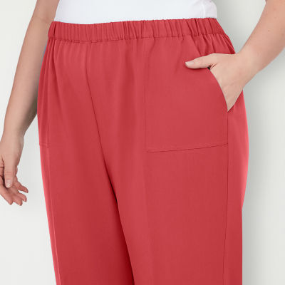 Alfred Dunner-Plus Short Sedona Sky Womens Mid Rise Straight Pull-On Pants