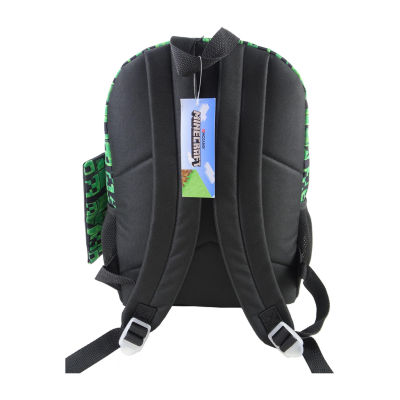 Licensed 5 Piece Minecraft Creeper Backpack Set with Lunch Bag