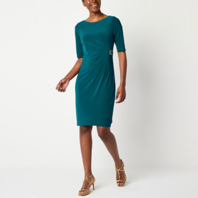 Jessica Howard Womens Short Sleeve Sheath Dress