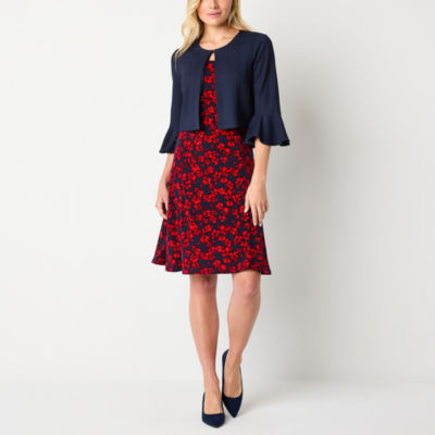 Perceptions Womens Floral Jacket Dress