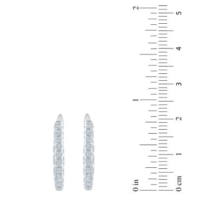1/2 CT. T.W. Mined White Diamond 14K Gold 20.1mm Hoop Earrings