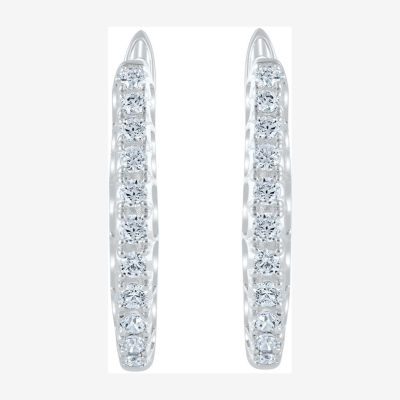 Womens 1/2 CT. T.W. Natural White Diamond 14K Gold 20.1mm Hoop Earrings