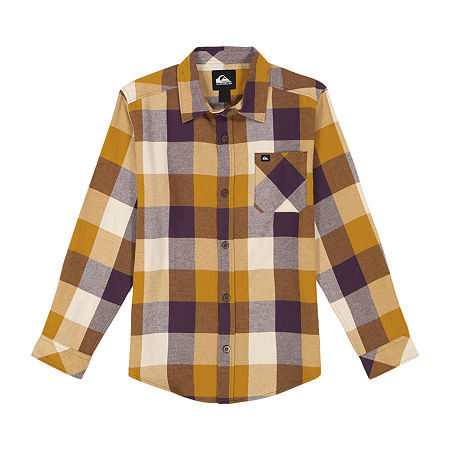 Quiksilver Big Boys Long Sleeve Flannel Shirt, X-large (18-20), Brown