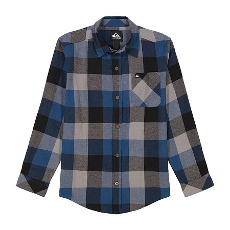 Quiksilver Big Boys Long Sleeve Flannel Shirt, Large (14-16), Blue