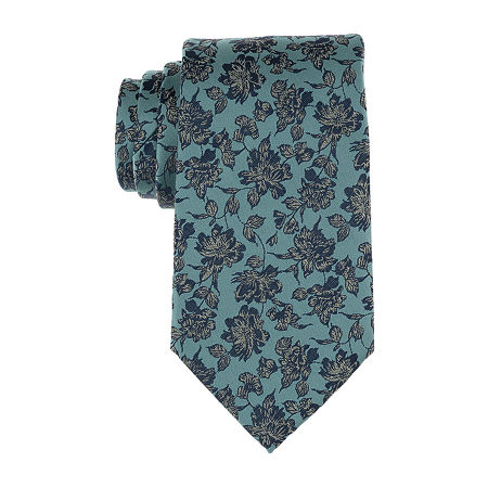 Stafford Darin Floral Tie, One Size, Green