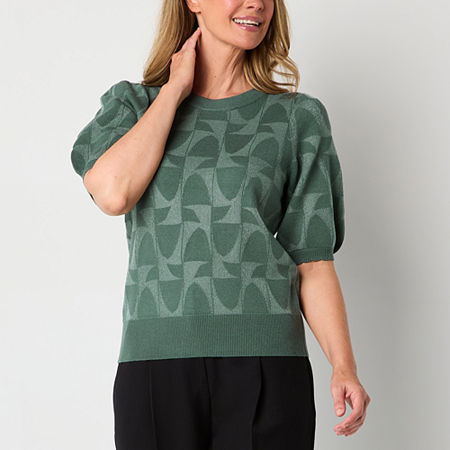 Liz Claiborne Womens Crew Neck Short Sleeve Pullover Sweater, Xx-large, Green