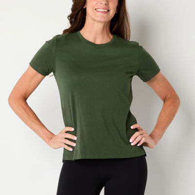 Xersion Womens Cotton Crew Neck Short Sleeve T-Shirt