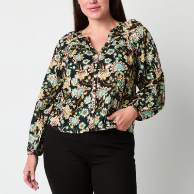 a.n.a Womens V Neck Long Sleeve Blouse