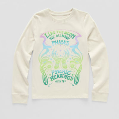 Thereabouts Little & Big Kid Girls Round Neck Long Sleeve Regular Fit Graphic T-Shirt