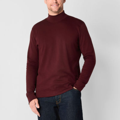 St. John's Bay Interlock Mens Long Sleeve Mock Neck Top