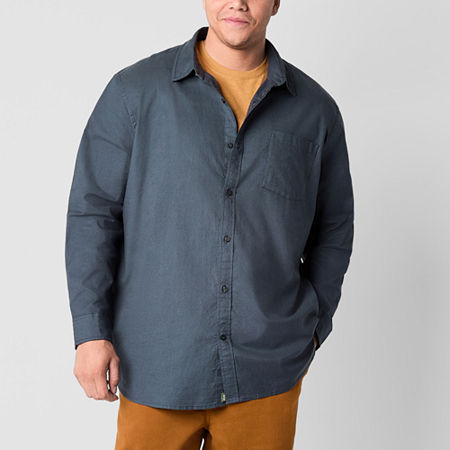 mutual weave Big and Tall Mens Regular Fit Long Sleeve Button-Down Oxford Shirt, Medium Tall, Blue
