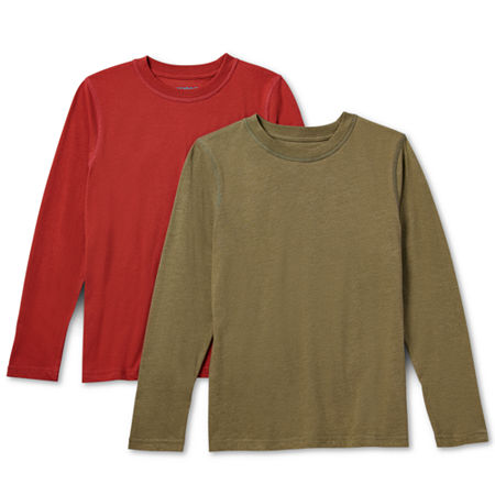 Thereabouts Little & Big Boys 2-pc. Crew Neck Long Sleeve T-Shirt, L (14-16) Husky, Green